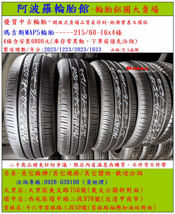 215/60-16 瑪吉斯 優質二手輪胎【請仔細詳閱商品說明】：圖片 2